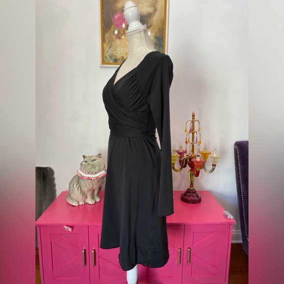 PRANA TALLY DRESS BLACK SIZE LARGE SOFT STRETCHY FAUX WRAP BUST - Picture 2 of 8